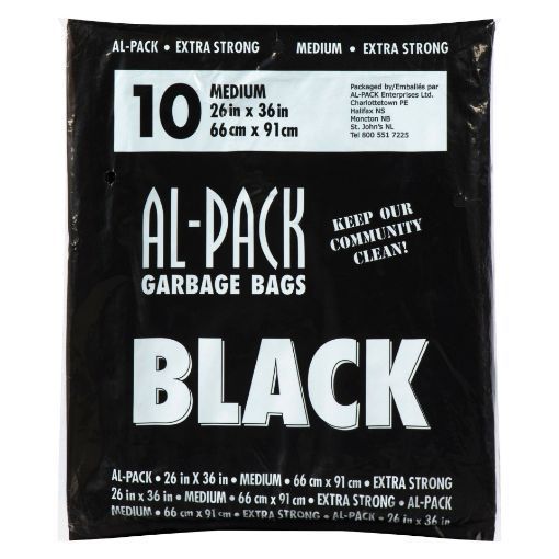 Picture of AL-PACK GARBAGE BAGS - EXTRA STRONG - BLACK - MEDIUM 10S 26X36IN